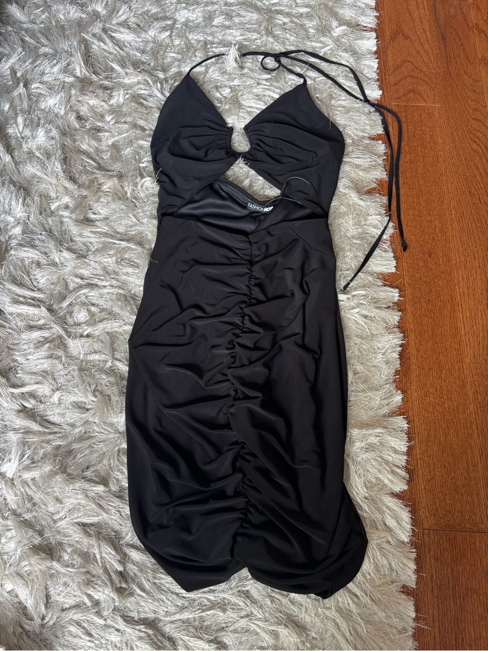 Fashion Nova Black Strapless Ruched Bodycon Dress